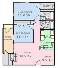 Two Bed / Two Bath 124 floor plan